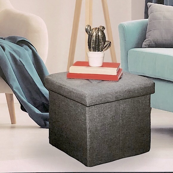 NWT Foldable Storage Cube Ottoman, Gray - Picture 1 of 14
